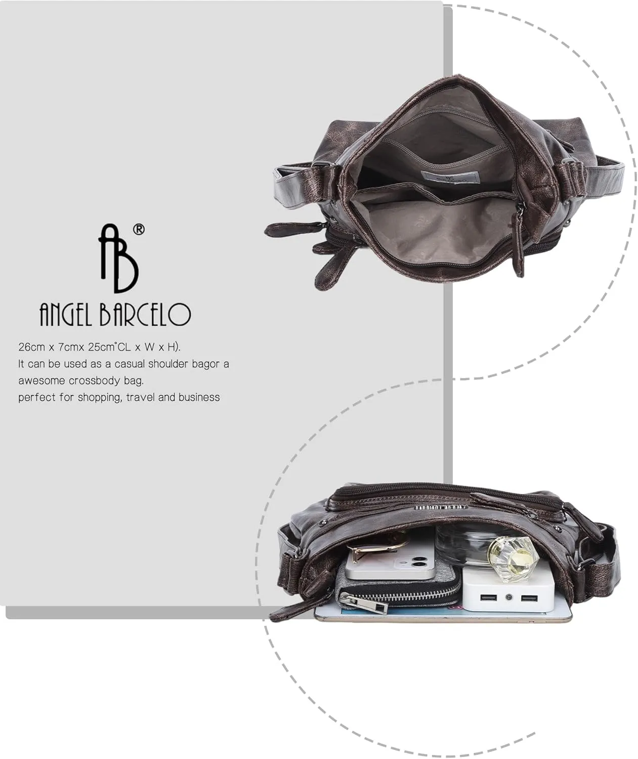 Angel Barcelo Crossbody Bags for Women,Ultra Soft Leather Purses for Women