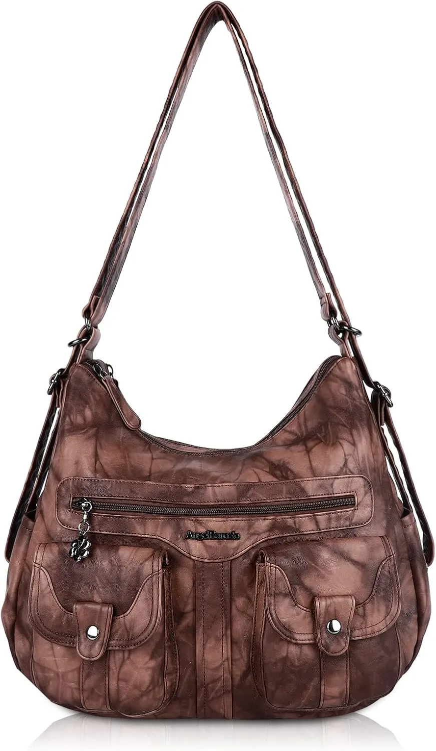 Angel Barcelo Women Multifunctional Soft Leather Handbag Purses Shoulder Hobo Backpack Crossbody Zipper Bag with Pocket