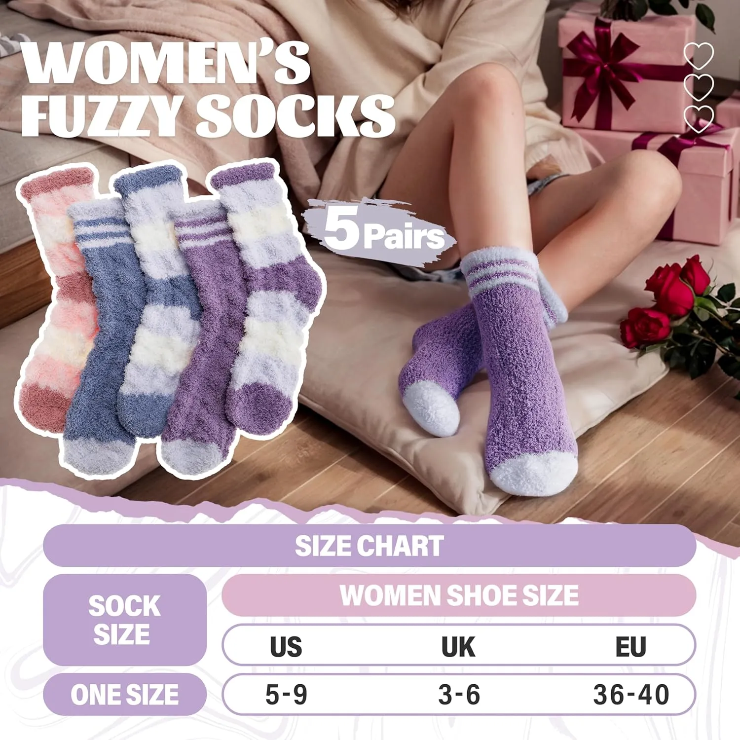 Anlisim Womens Fuzzy Socks Cozy Fluffy Winter Cabin Slipper Warm Fleece Soft Thick Comfy Socks