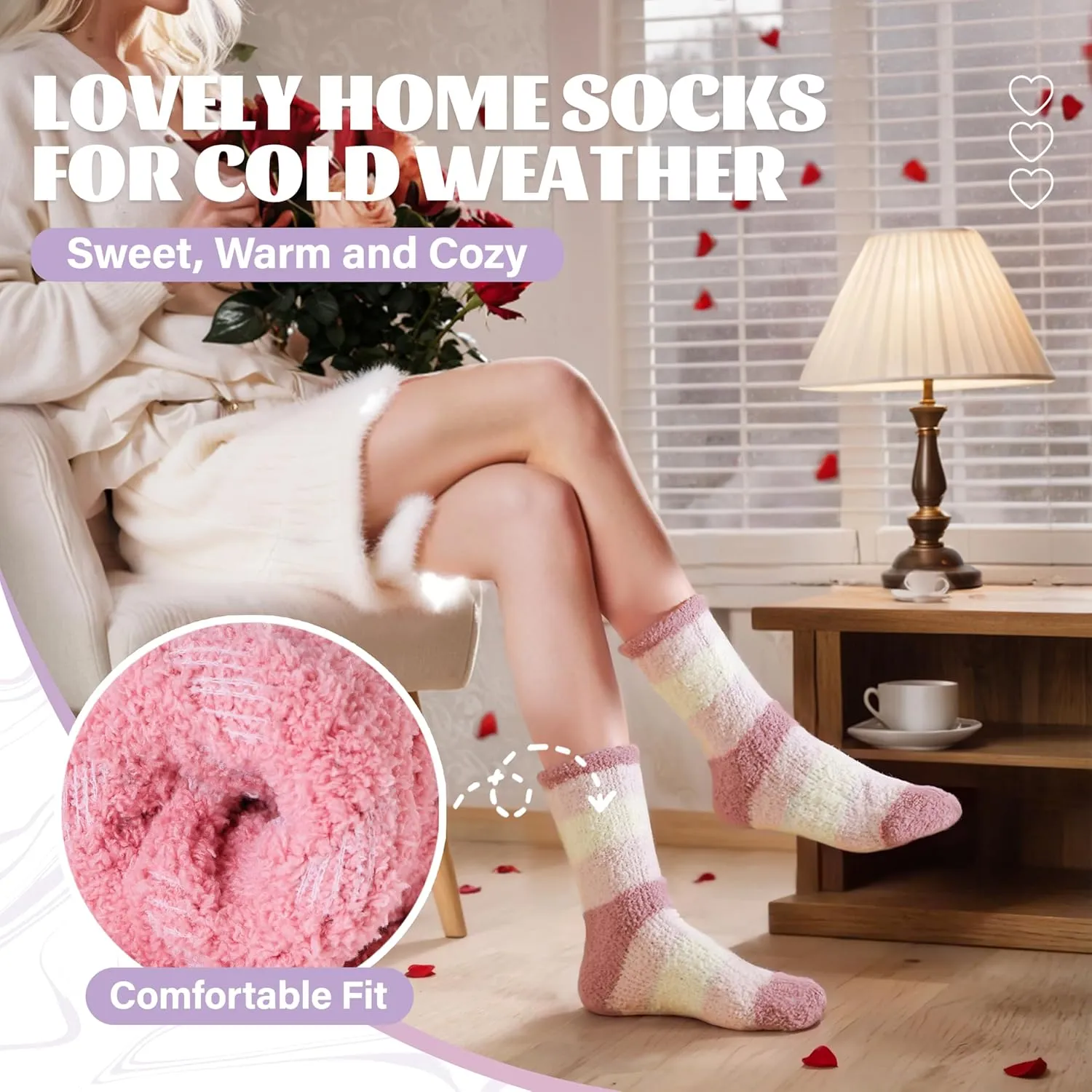 Anlisim Womens Fuzzy Socks Cozy Fluffy Winter Cabin Slipper Warm Fleece Soft Thick Comfy Socks