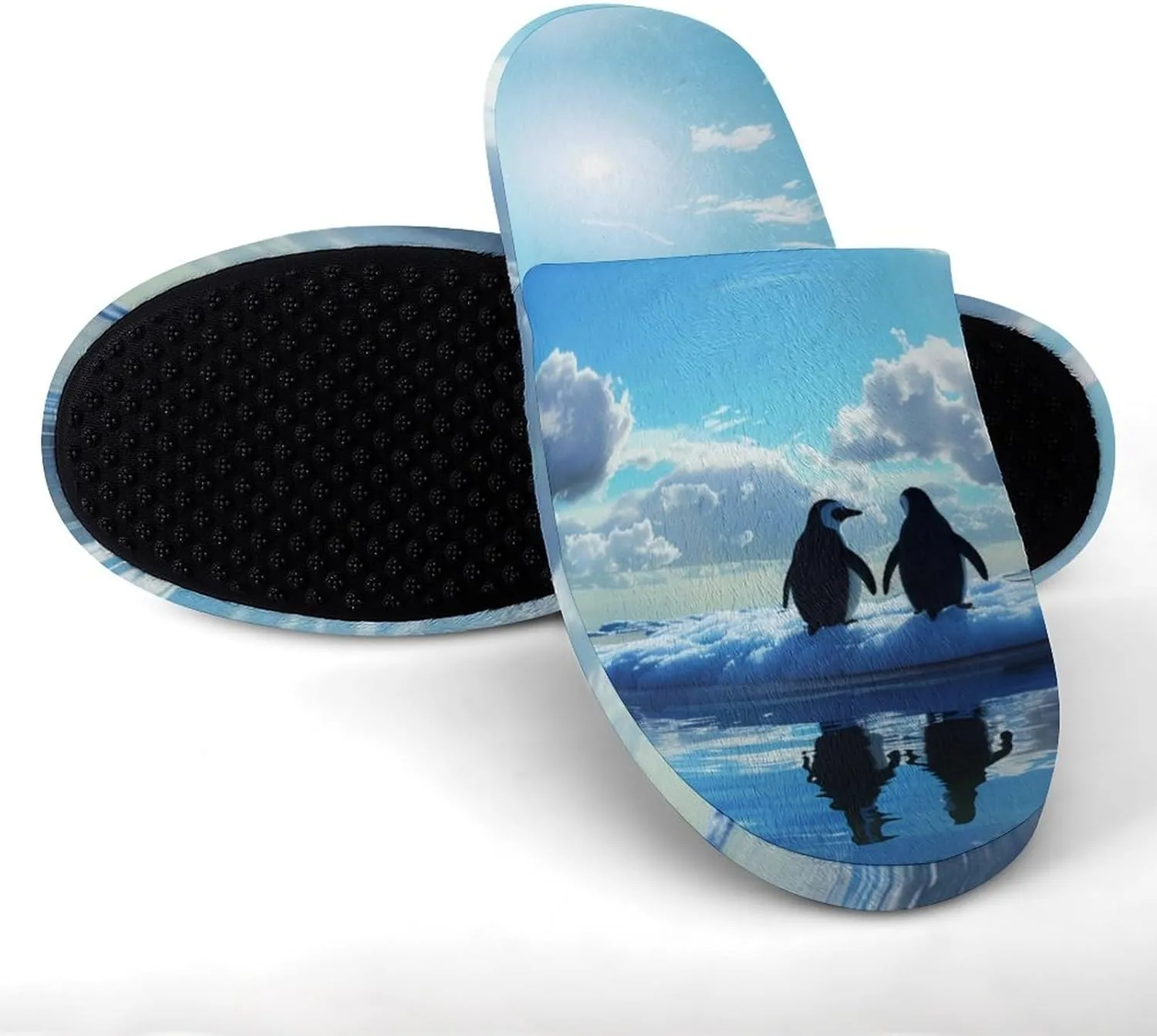 Antarctic Glacier Penguin Men's Slipper Non Slip Comfortable Winter Warm Home House Shoes Indoor Slippers