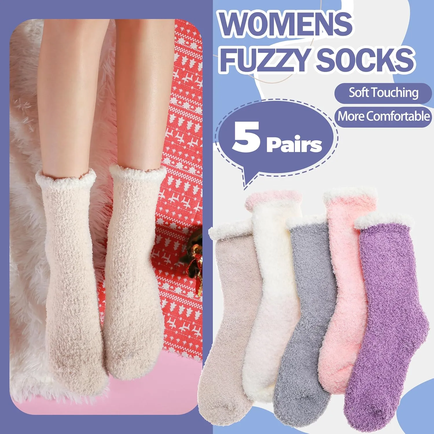 ANTSANG Women's Fuzzy Slipper Socks - Winter Fluffy Comfy Cozy Cabin Warm Home Socks