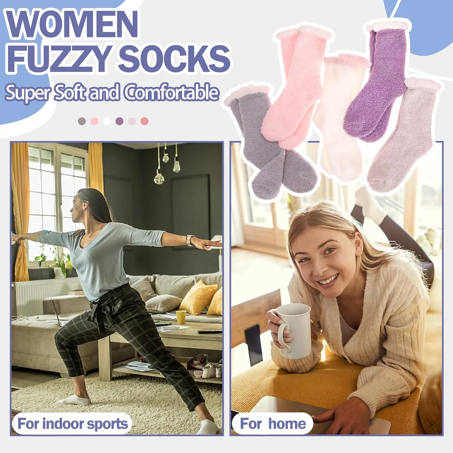 ANTSANG Women's Fuzzy Slipper Socks - Winter Fluffy Comfy Cozy Cabin Warm Home Socks