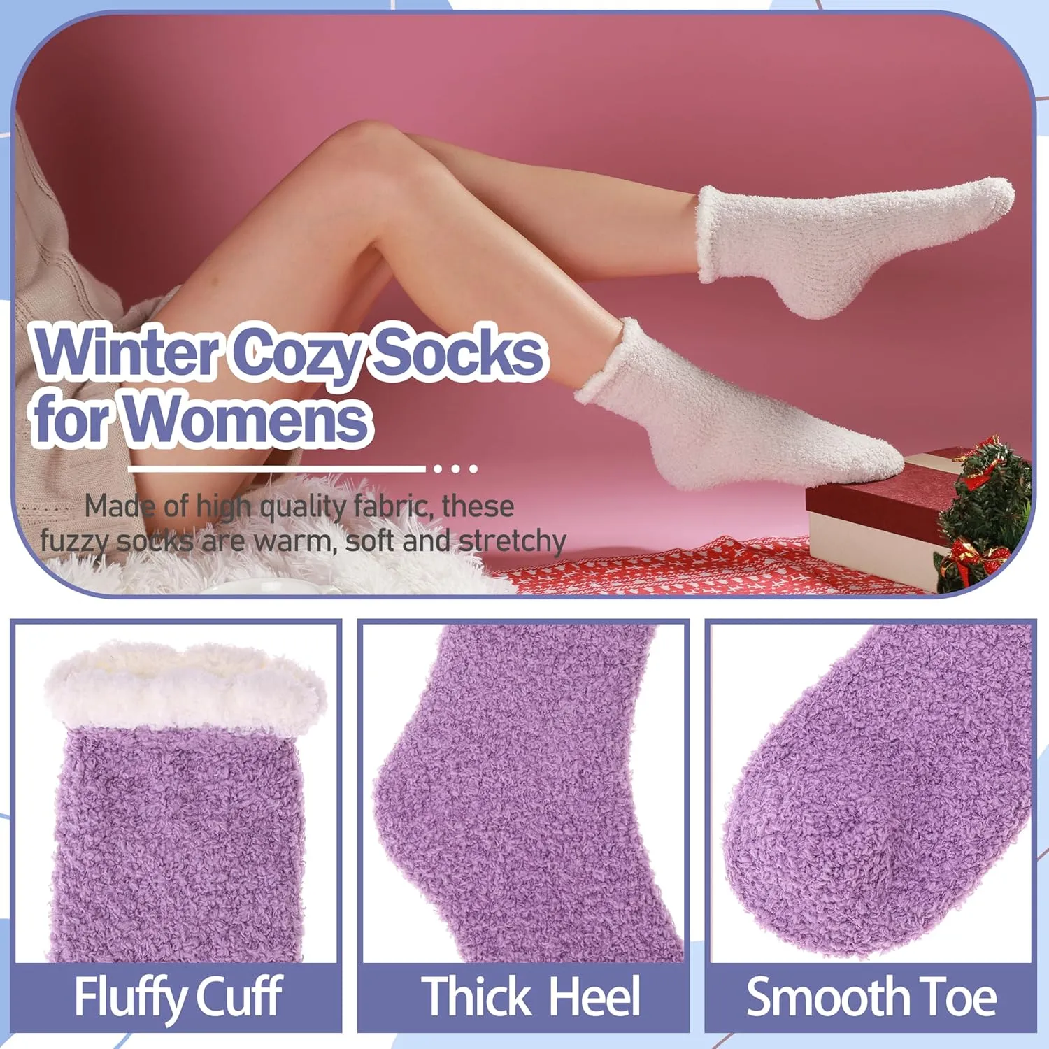 ANTSANG Women's Fuzzy Slipper Socks - Winter Fluffy Comfy Cozy Cabin Warm Home Socks