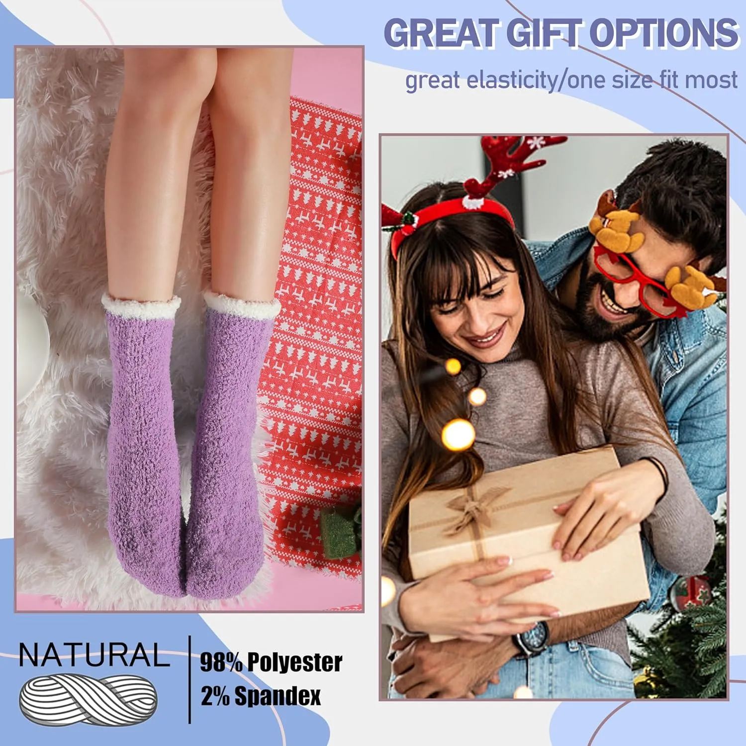 ANTSANG Women's Fuzzy Slipper Socks - Winter Fluffy Comfy Cozy Cabin Warm Home Socks
