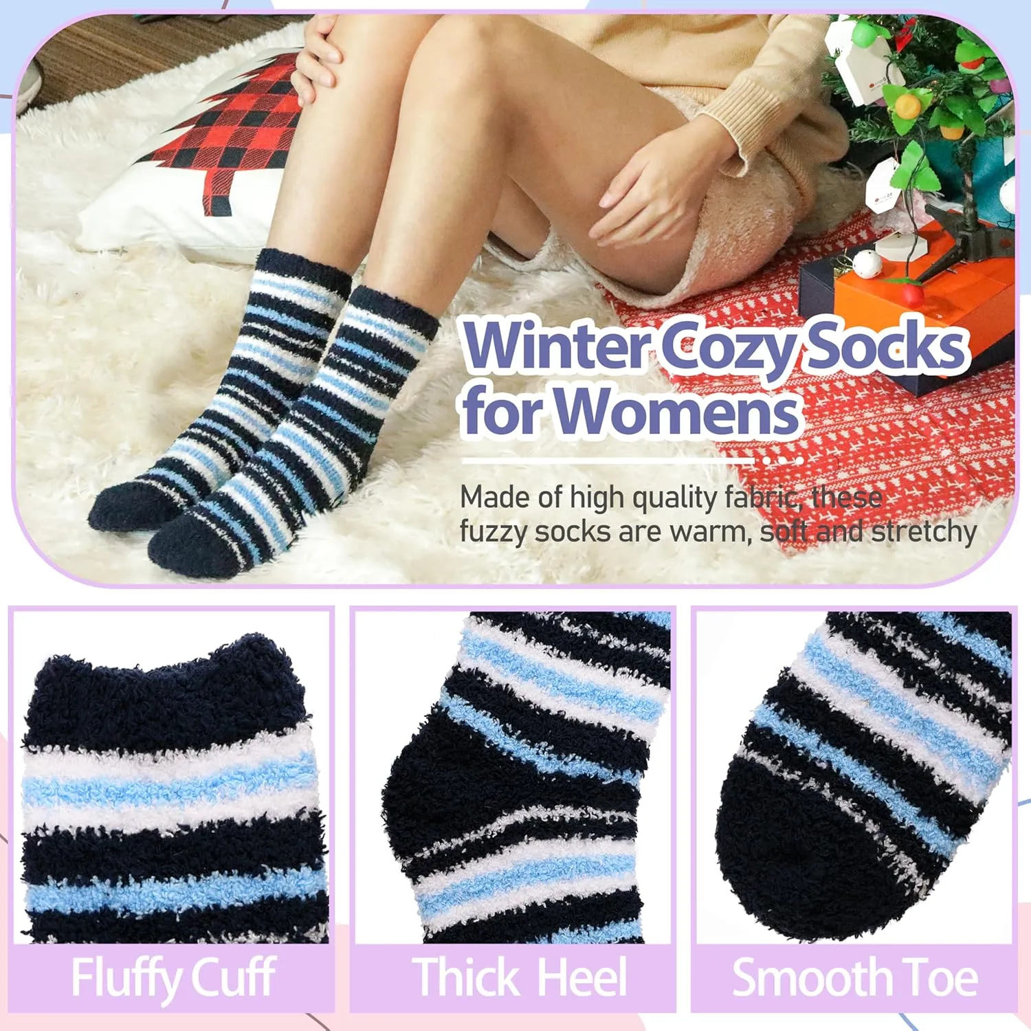 ANTSANG Womens Fuzzy Socks Slipper Winter Fluffy Cozy Cabin Warm Soft Fleece Comfy Home Socks
