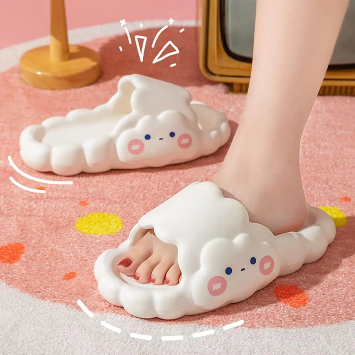Aoakva Kawaii Cloud Design Slippers Kawaii Clogs Mules for Girls Women Summer Shower Slippers Non-Slip Beach Shoes EVA Soft Durable