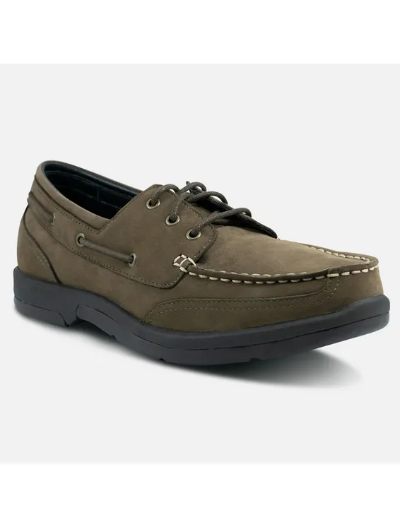 Apexfoot Men's Orthopedic Boat Shoe - Dark Brown