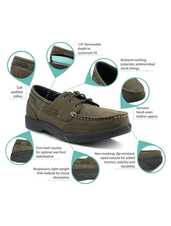 Apexfoot Men's Orthopedic Boat Shoe - Dark Brown