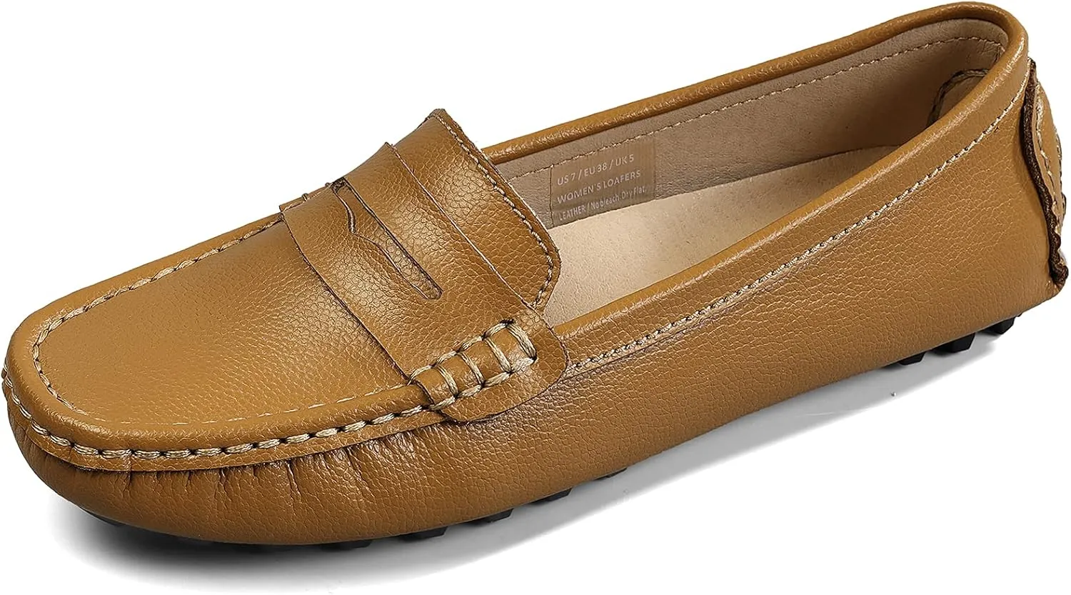 Artisure Women's Classic Comfort Leather Penny Loafers Casual Slip-Ons Lightweight Walking Flats Driving Mocs Boat Shoes
