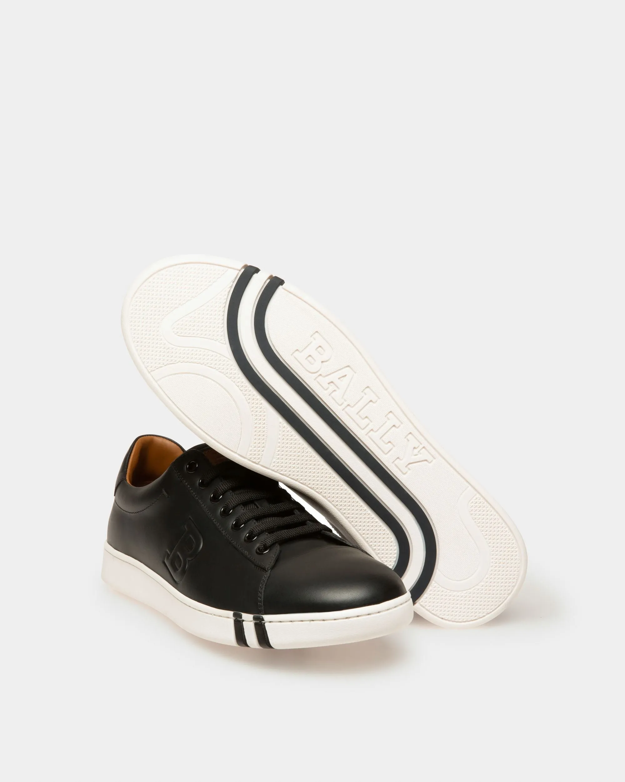 Asher Men's Leather Trainer In Black