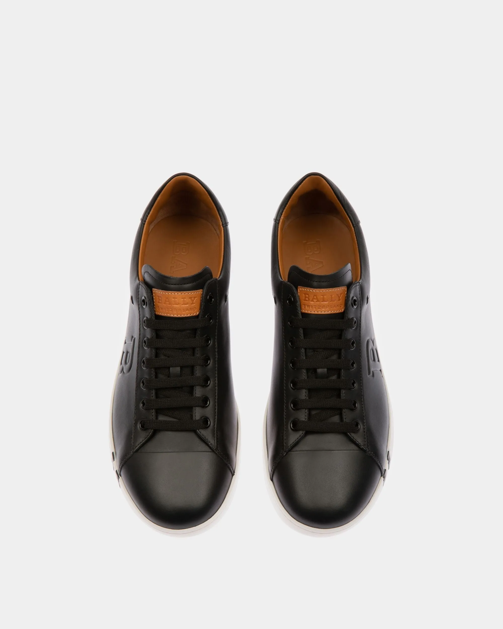 Asher Men's Leather Trainer In Black
