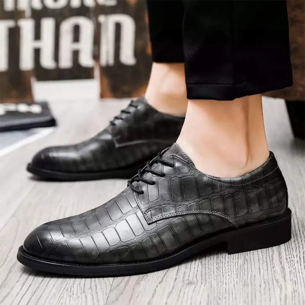 Asifn Men's Business Leather Shoes Loafer Shoes Large Leather Shoes Imitating Crocodile Texture Quality Leather Work Shoes