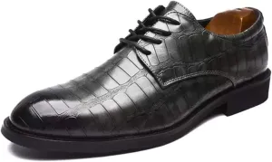 Asifn Men's Business Leather Shoes Loafer Shoes Large Leather Shoes Imitating Crocodile Texture Quality Leather Work Shoes