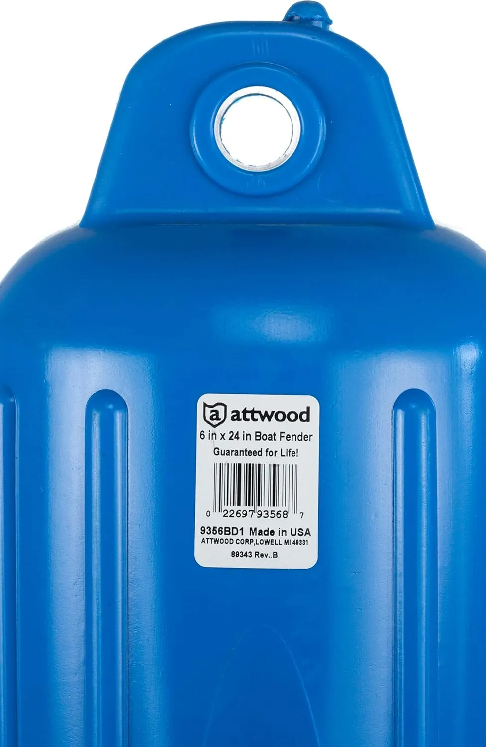 Attwood 9356D1 Softside Oval Boat Fender with Thick-Wall Reinforced Eye Ends