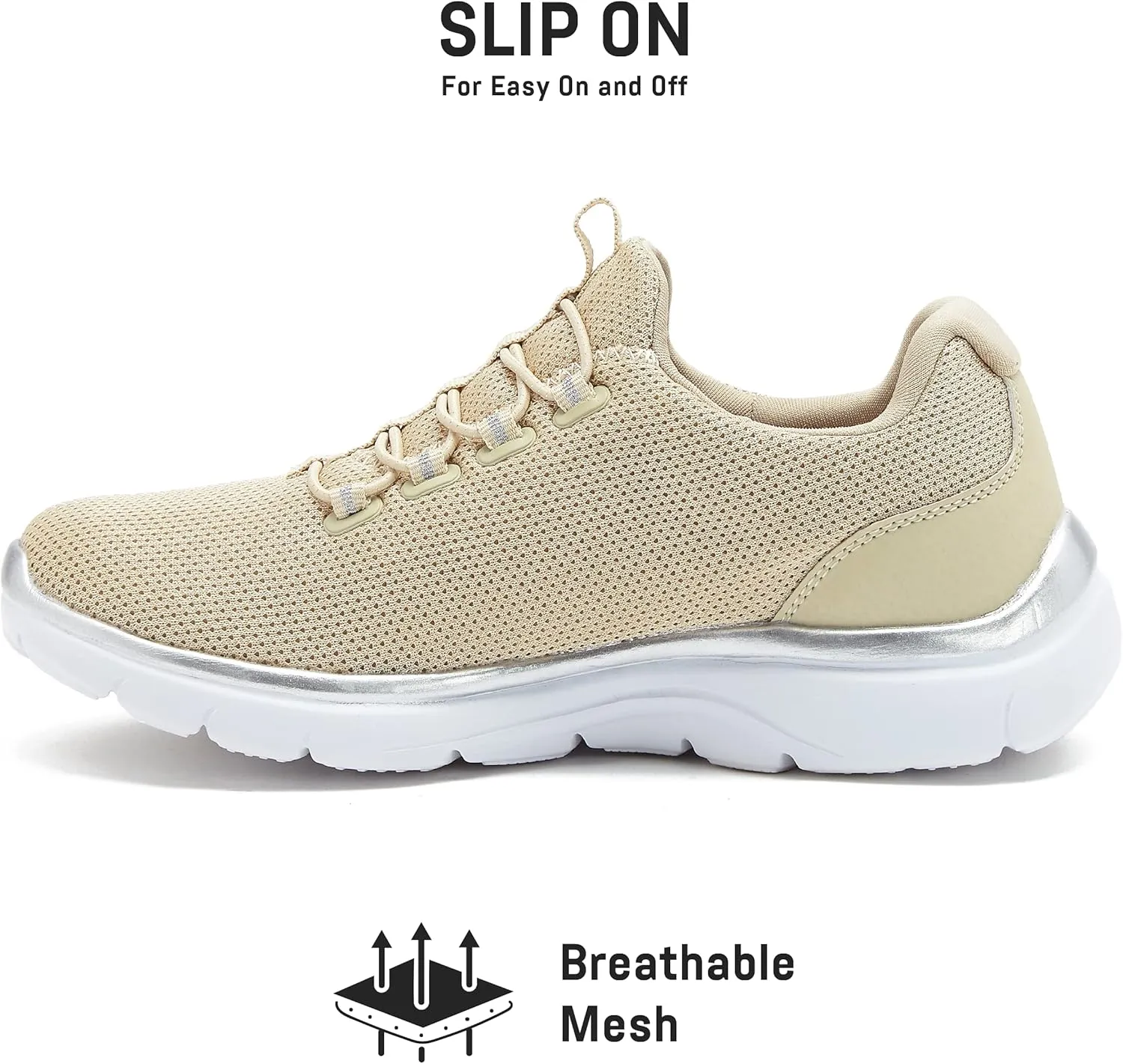 Avia Junction Women’s Slip On Sneakers - Comfortable, Breathable No Laces Shoes for Women with Memory Foam
