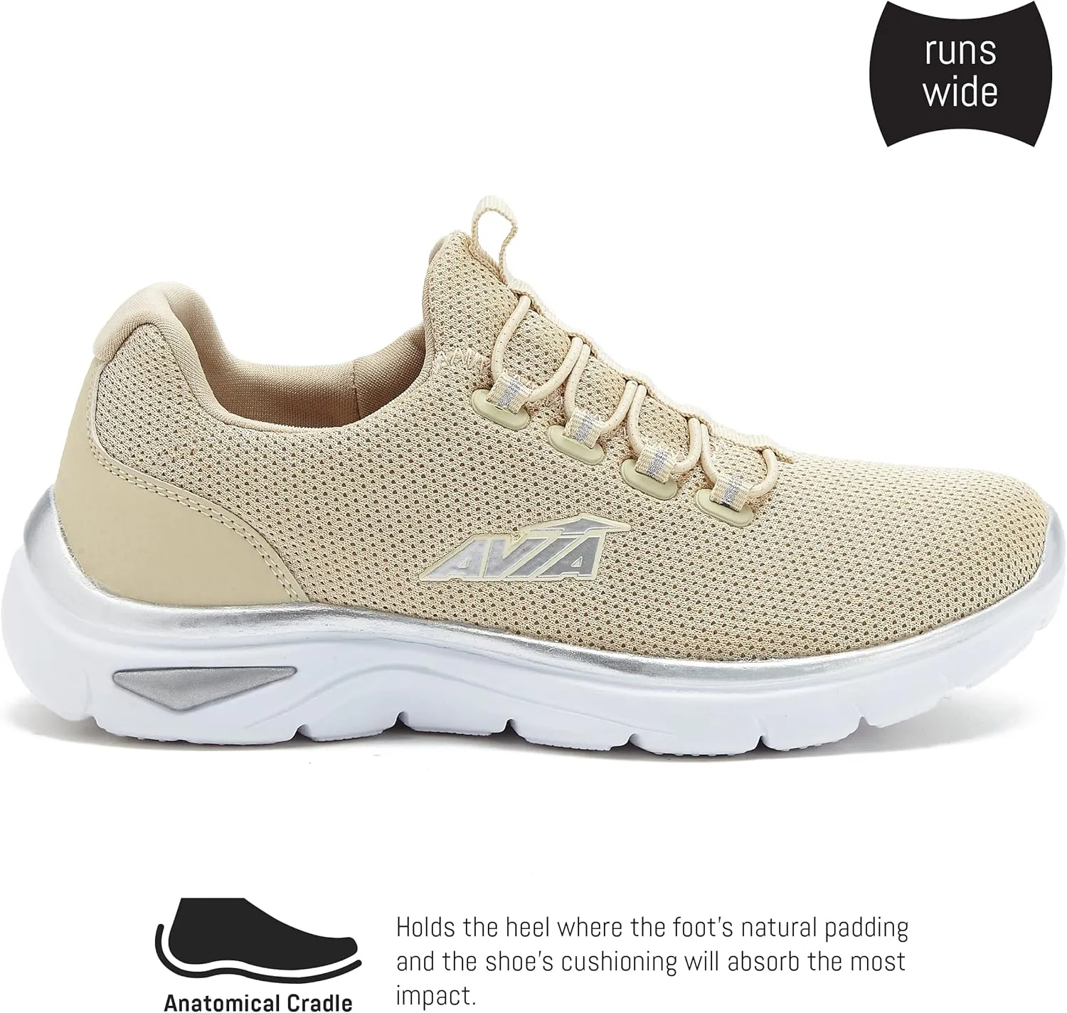 Avia Junction Women’s Slip On Sneakers - Comfortable, Breathable No Laces Shoes for Women with Memory Foam