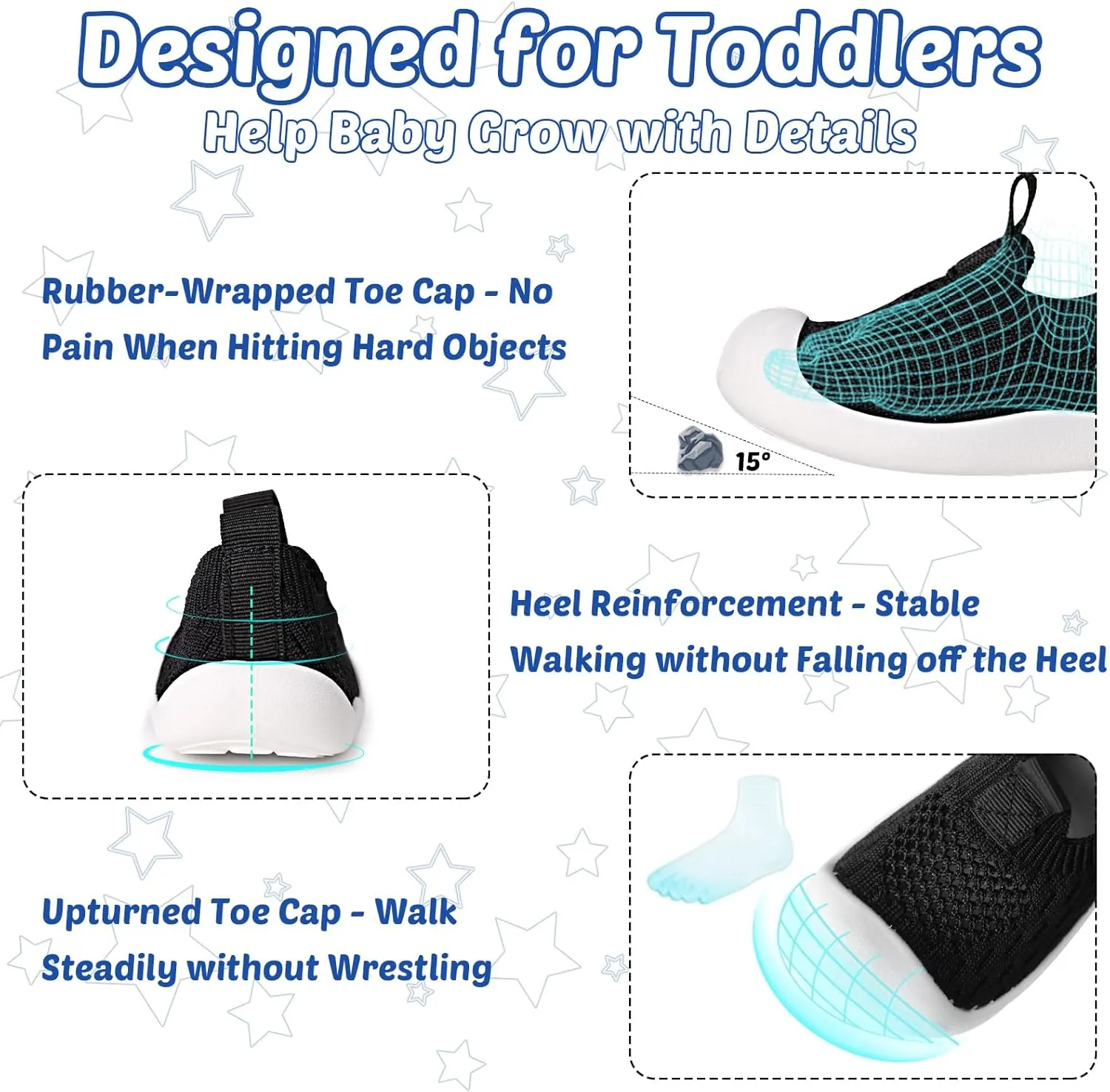Baby Walking Shoes Toddler Girl Boy Soft Sole Breathable Cotton Canvas Shoes Infant Lightweight Non-Slip Safer Slip-on First Walkers Shoes Casual Tennis Wide Sneakers Rubber Soles Running Outdoor