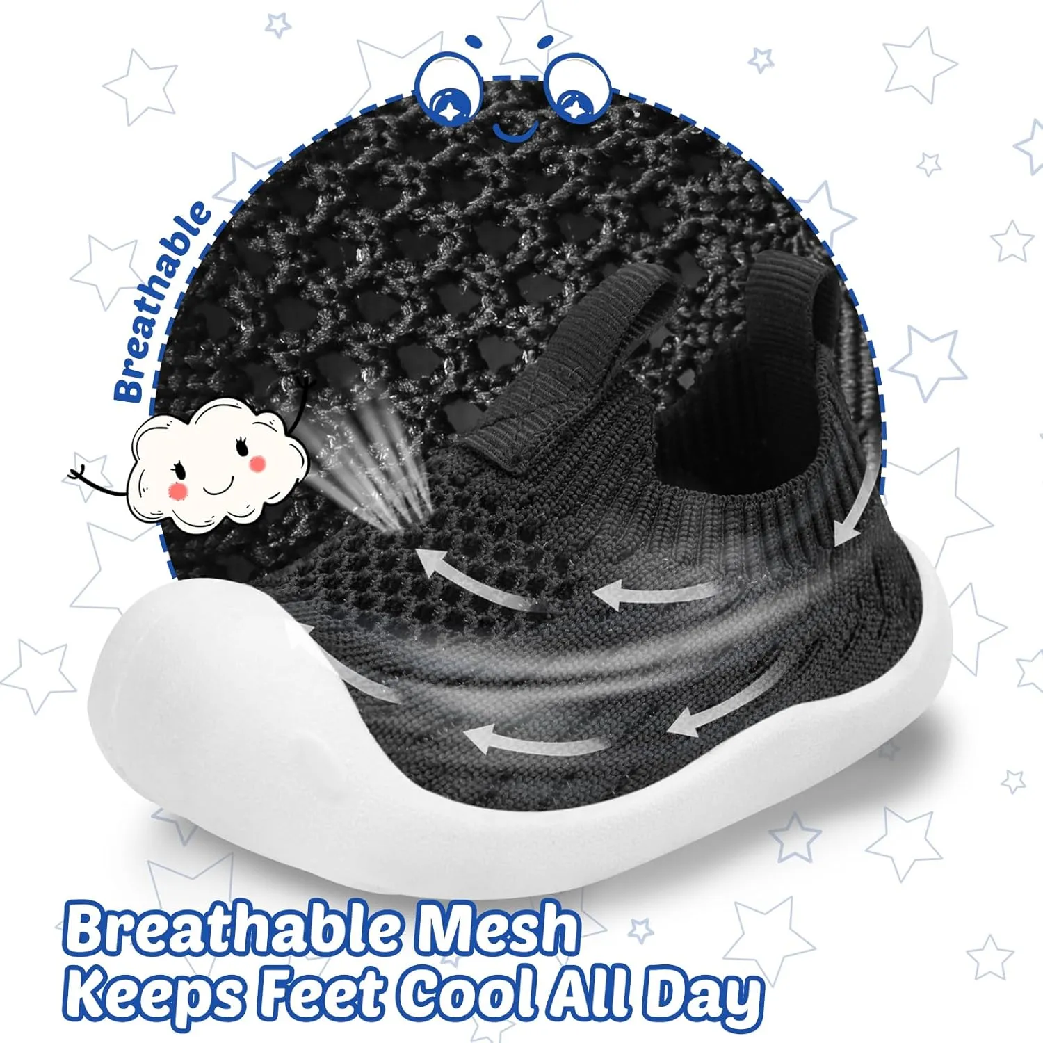 Baby Walking Shoes Toddler Girl Boy Soft Sole Breathable Cotton Canvas Shoes Infant Lightweight Non-Slip Safer Slip-on First Walkers Shoes Casual Tennis Wide Sneakers Rubber Soles Running Outdoor