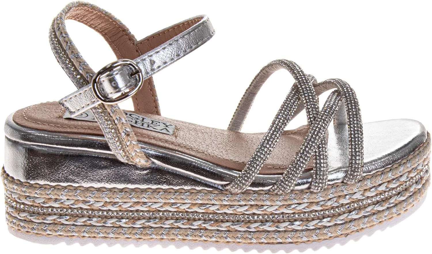 Badgley Mischka Girls Wedge Sandals Espadrilles Summer Dress Platform Sandals Wedding Sandals for Little Kid to Big Kid