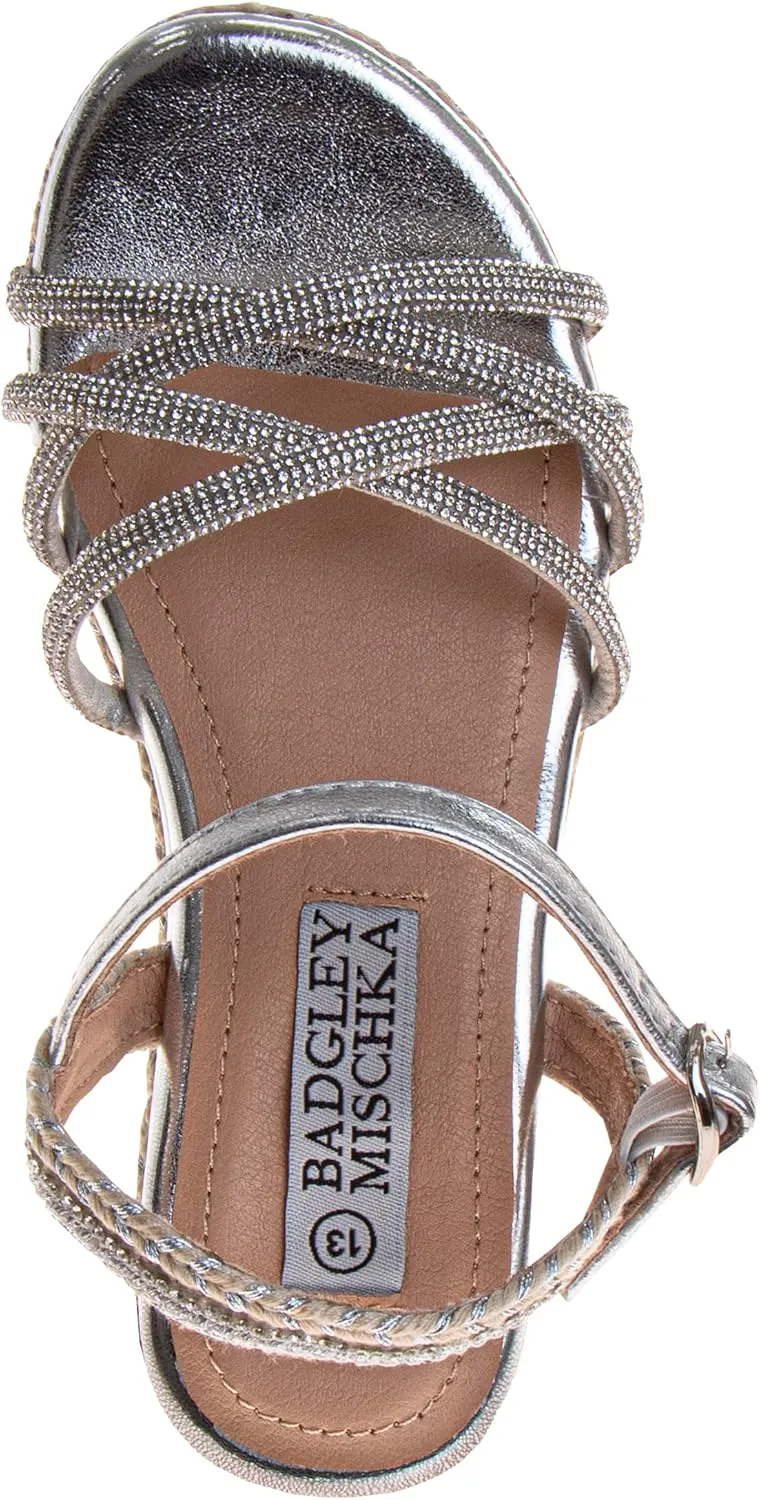Badgley Mischka Girls Wedge Sandals Espadrilles Summer Dress Platform Sandals Wedding Sandals for Little Kid to Big Kid