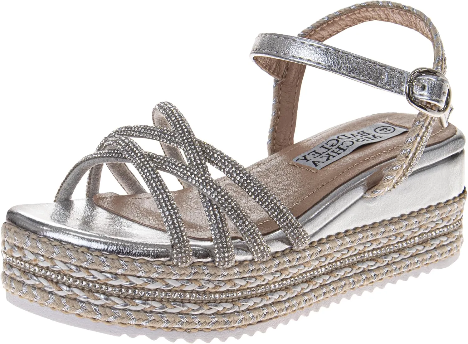 Badgley Mischka Girls Wedge Sandals Espadrilles Summer Dress Platform Sandals Wedding Sandals for Little Kid to Big Kid