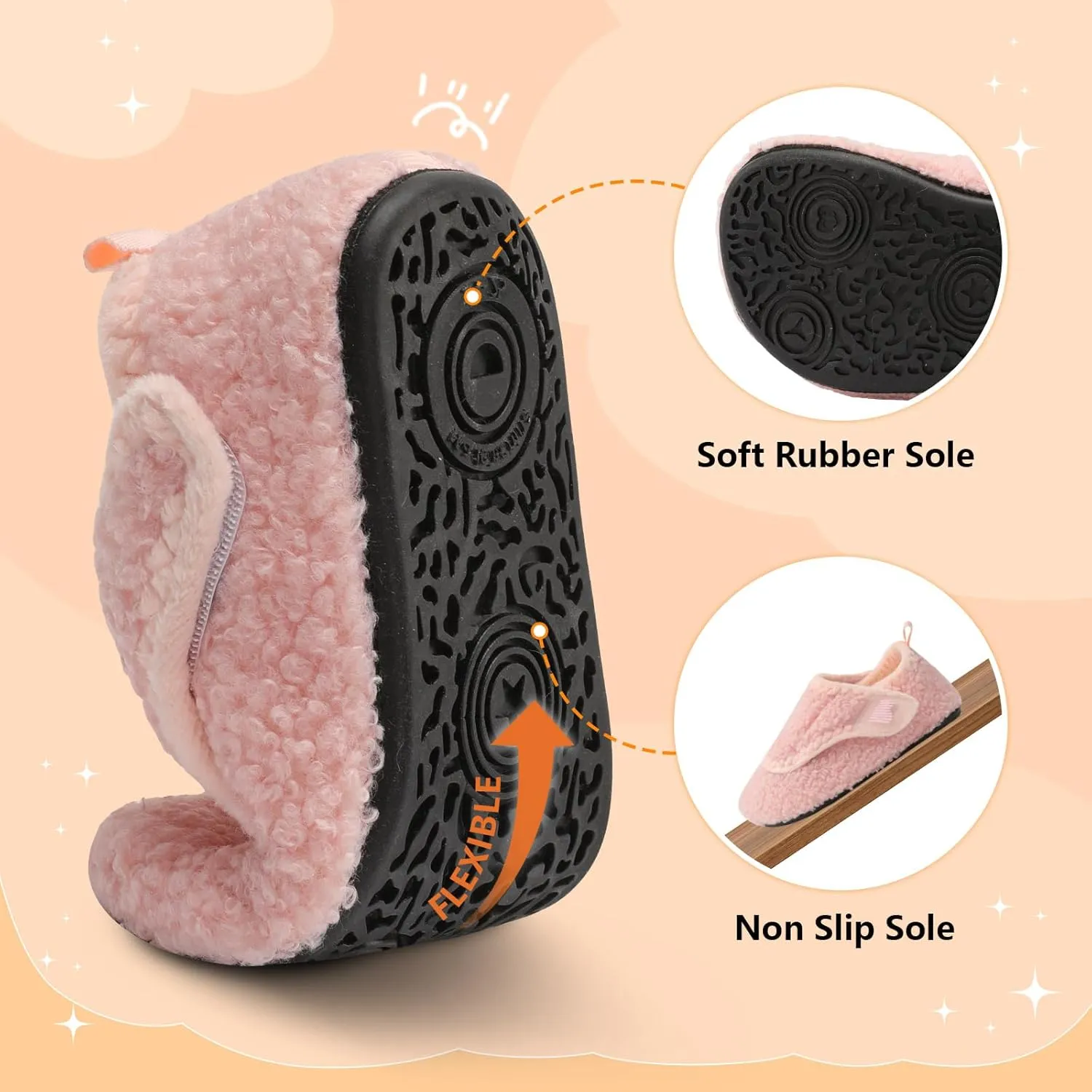 BARERUN Toddler Slippers Boys Girls House Shoes Warm Kids Slippers With Non-Slip Rubber Sole Fuzzy Cozy Walking Shoes Indoor/Outdoor