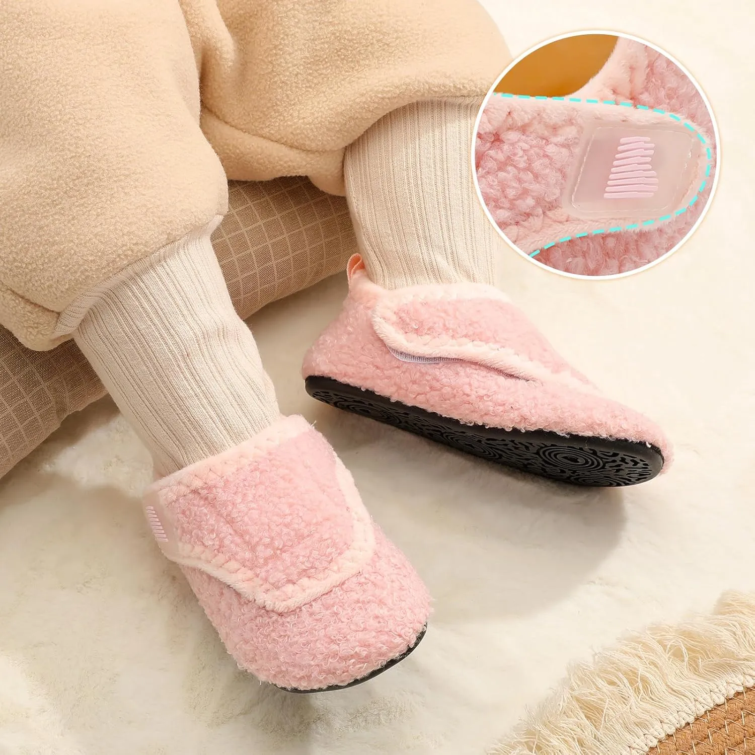 BARERUN Toddler Slippers Boys Girls House Shoes Warm Kids Slippers With Non-Slip Rubber Sole Fuzzy Cozy Walking Shoes Indoor/Outdoor