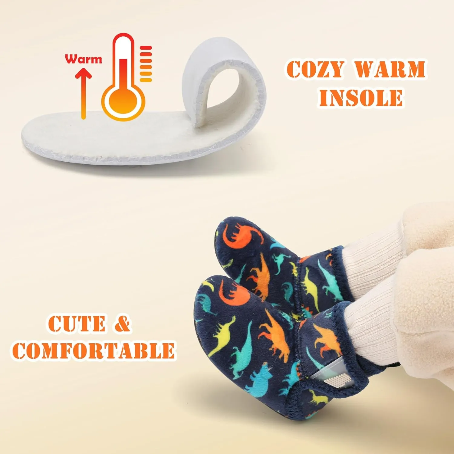 BARERUN Toddler Slippers Girls Boys House Shoes Baby Winter Booties Plush Cozy Kids House Slipper Warm Lightweight Infant Walking Shoes Socks