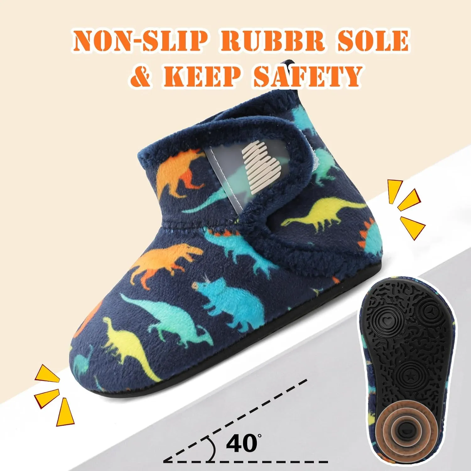 BARERUN Toddler Slippers Girls Boys House Shoes Baby Winter Booties Plush Cozy Kids House Slipper Warm Lightweight Infant Walking Shoes Socks