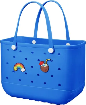 Beach Bag Rubber Tote Bag - Waterproof Travel Bag for Women Washable Tote Bag Handbag for Sports Beach Market Pool