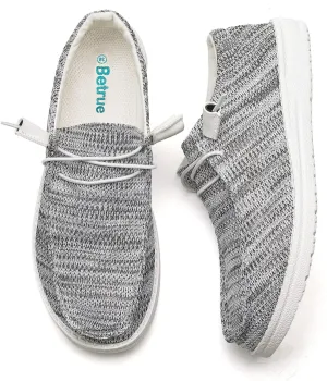 Betrue Women's Lightweight Boat Shoes, Casual Loafers, Slip On Deck Shoes, Breathable Canvas Sneakers