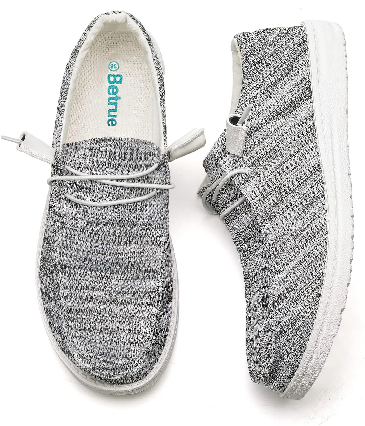 Betrue Women's Lightweight Boat Shoes, Casual Loafers, Slip On Deck Shoes, Breathable Canvas Sneakers