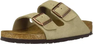 Birkenstock Arizona Soft Footbed Unisex Suede Sandal, Taupe Suede, 7-7.5 Women/5-5.5 Men