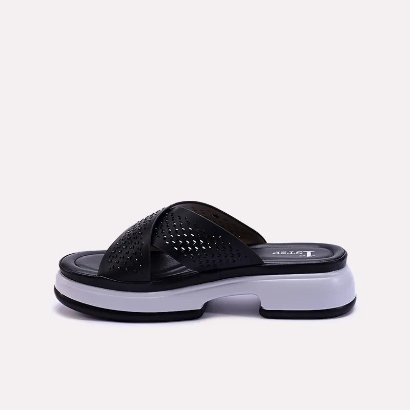 Black Comfy Criss Cross Slippers 0413219
