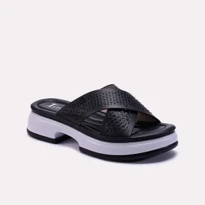 Black Comfy Criss Cross Slippers 0413219