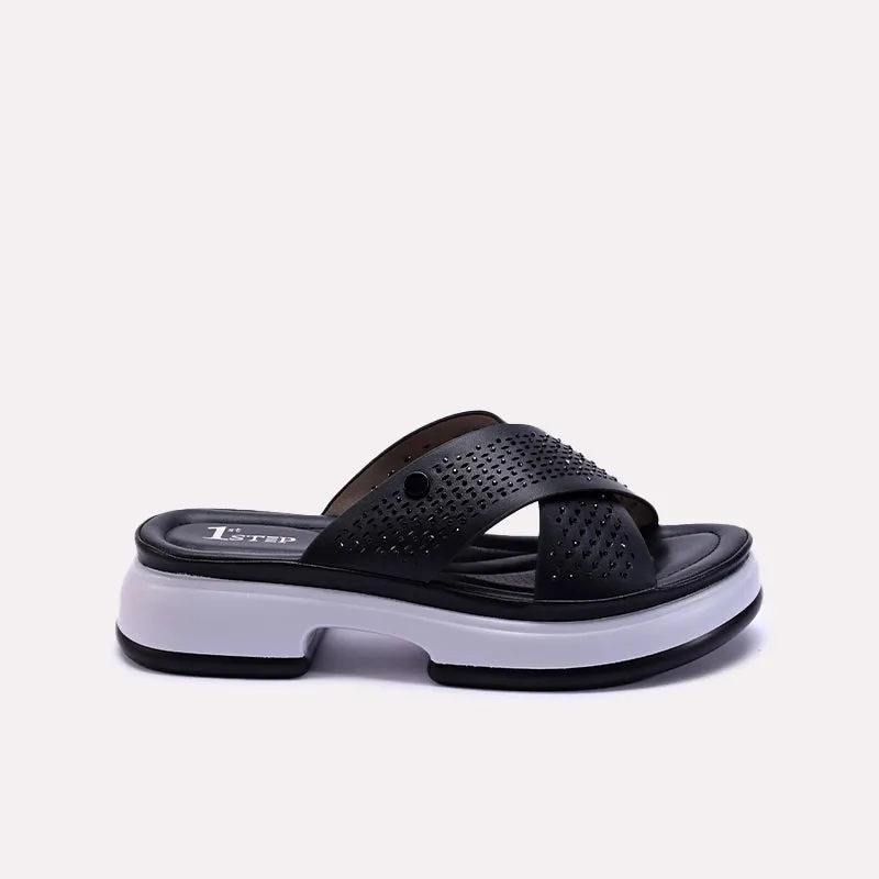 Black Comfy Criss Cross Slippers 0413219