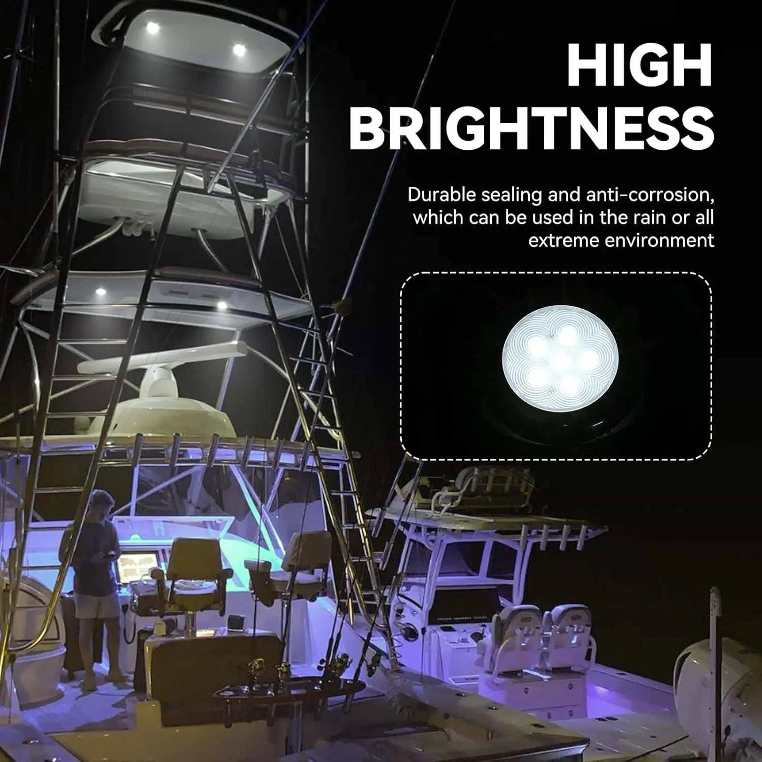 Boat Courtesy Lights, IP68 Waterproof Boat Interior Lights, Marine Navigation Stern Courtesy Night Fishing Lights, Stainless Steel Marine LED Lighting for Pontoon Bass Sailboat(4PCS White)