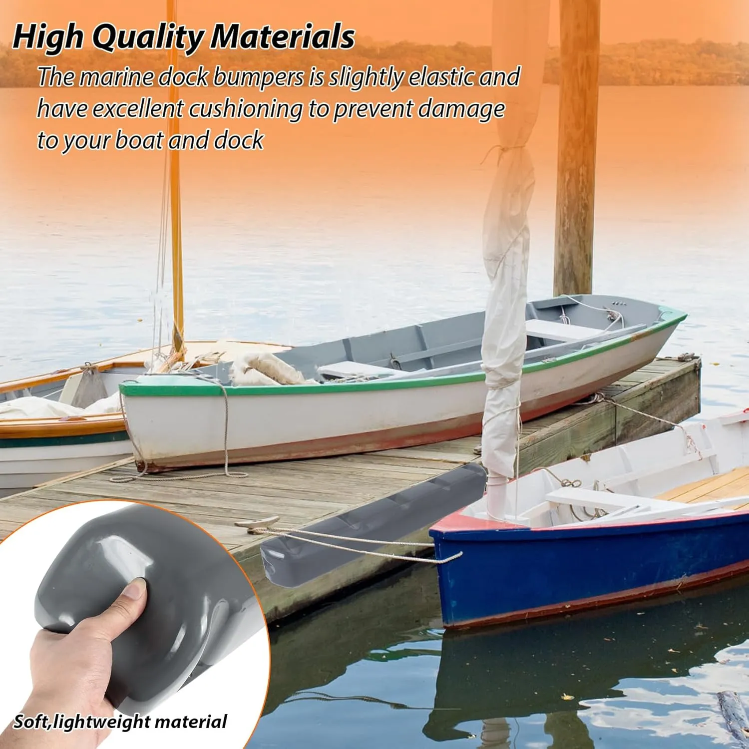 Boat Dock Bumper with Screws,PVC Dock Bumpers Marine for Boat Dock Vertical Pole Post or Corner Dock,Dock Bumper Fender for Horizontal Deck (24 inch,38 inch,48 inch,72 inch,31.5 inch)