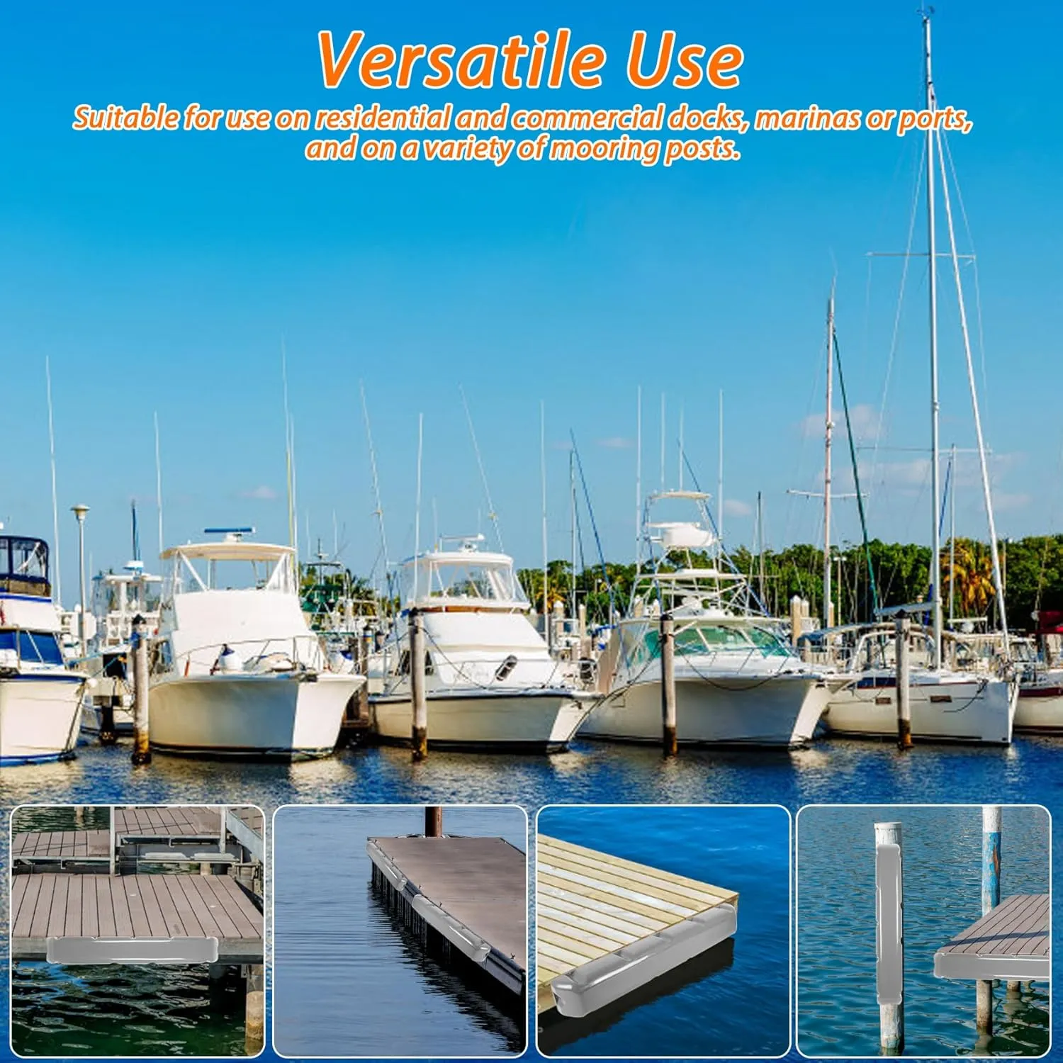 Boat Dock Bumper with Screws,PVC Dock Bumpers Marine for Boat Dock Vertical Pole Post or Corner Dock,Dock Bumper Fender for Horizontal Deck (24 inch,38 inch,48 inch,72 inch,31.5 inch)