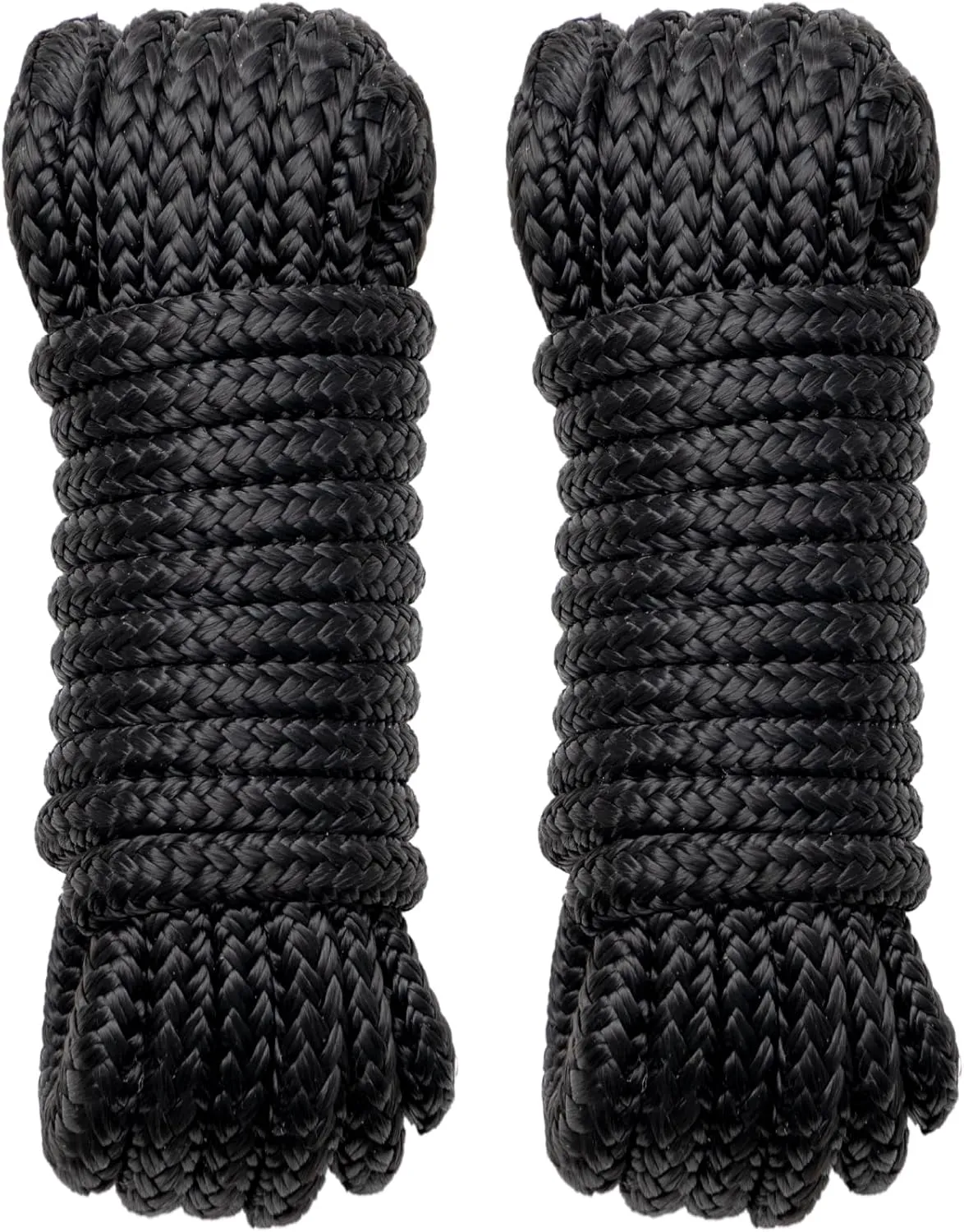 Boat Dock Lines Marine Rope - 3/8" x 25ft with Pre-Spliced 12" Loop Double Braided Nylon Ropes Bumper Tie Mooring Line for Boats Docking Pontoon Boating Accessories - 2 Pack