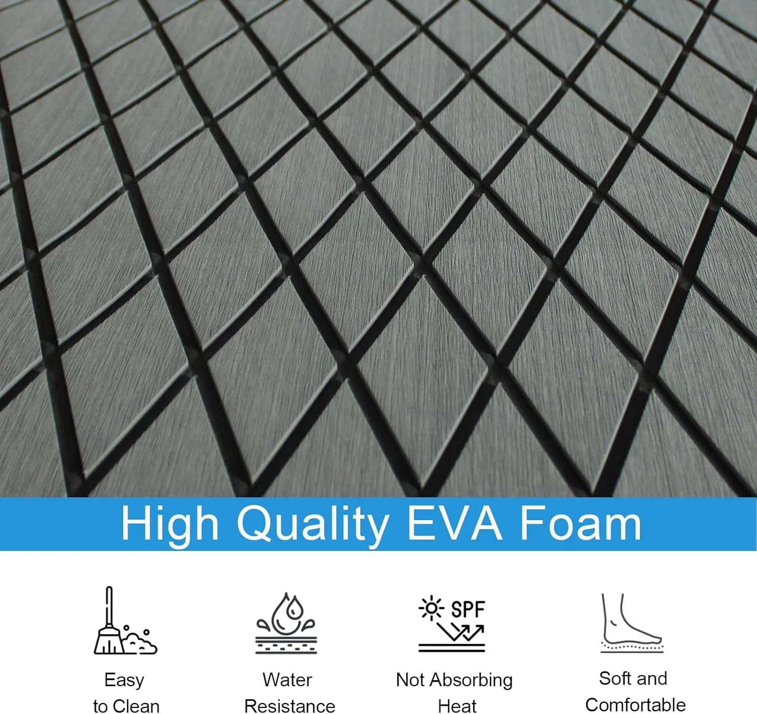 Boat Flooring Mat EVA Foam Boat Decking Marine Carpet Faux Teak Sea Decking Sheet Non-Slip Self-Adhesive Flooring Material for Boats Pontoon Yacht Surfboard Swim Platform RV Floor 74.8"×27.5"