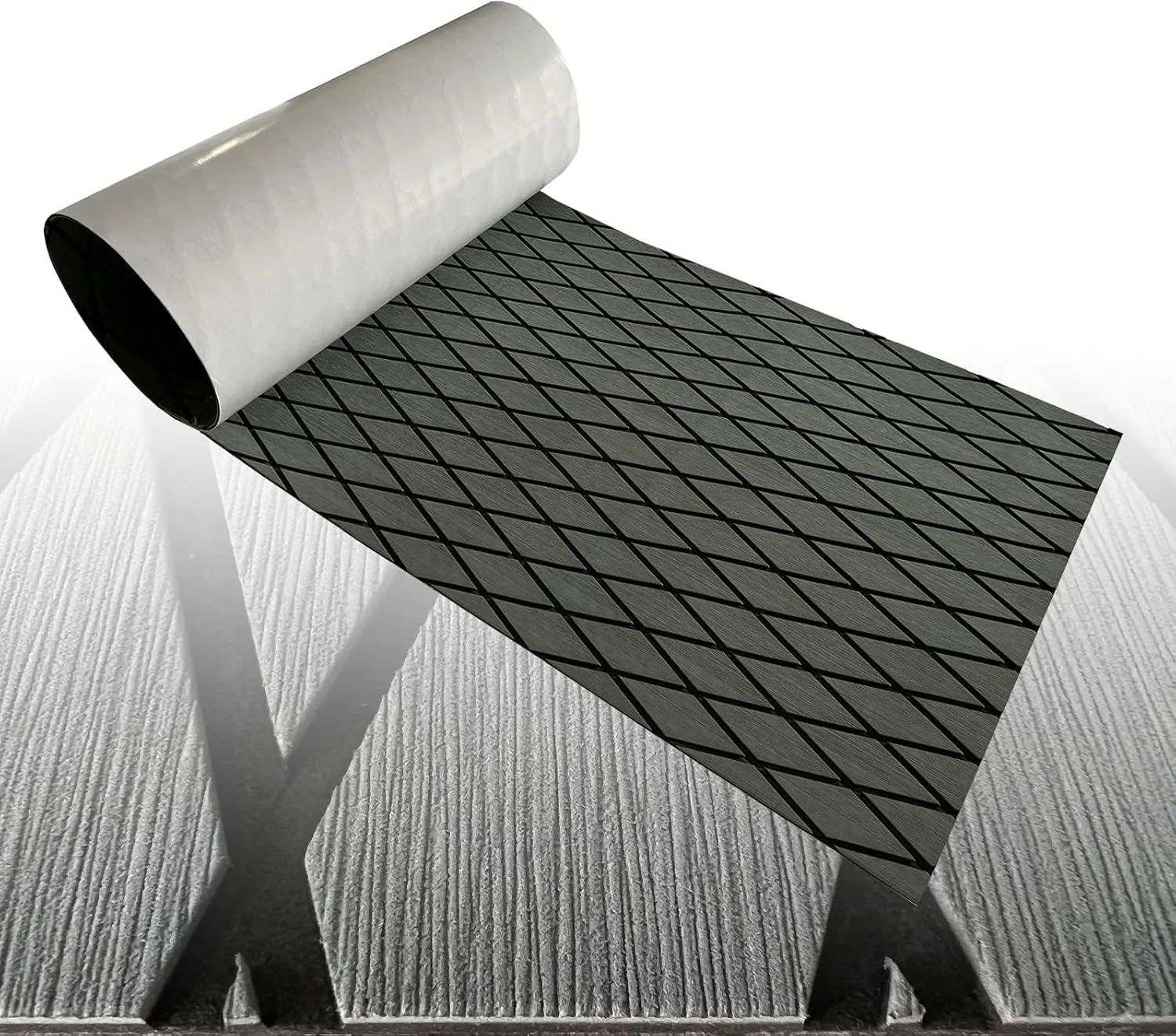 Boat Flooring Mat EVA Foam Boat Decking Marine Carpet Faux Teak Sea Decking Sheet Non-Slip Self-Adhesive Flooring Material for Boats Pontoon Yacht Surfboard Swim Platform RV Floor 74.8"×27.5"