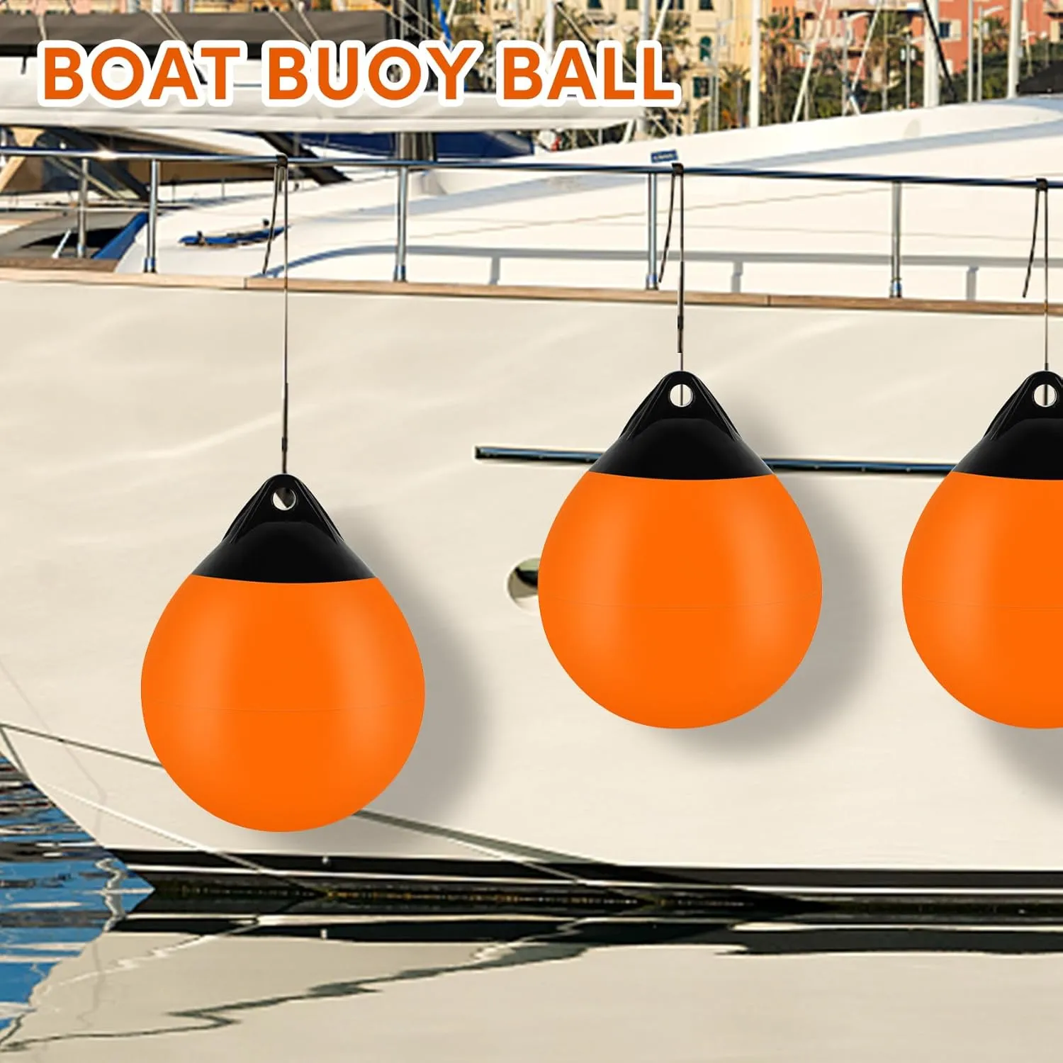 Boat Mooring Buoy 10/12/15 inch,Round Boat Fender Ball Boat Buoy Ball,Inflatable Boat Fender Dock Bumper Ball Anchor Buoy Suitable for Yachts Marinas Sailboats Ski Boats