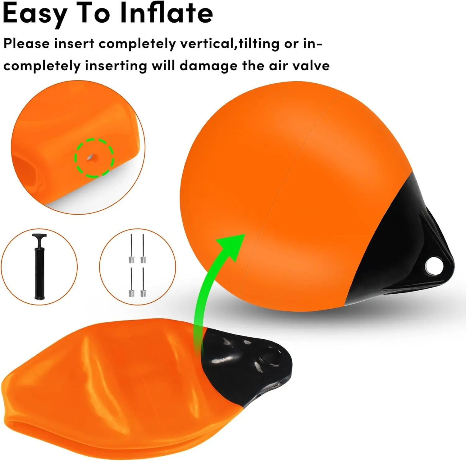 Boat Mooring Buoy 10/12/15 inch,Round Boat Fender Ball Boat Buoy Ball,Inflatable Boat Fender Dock Bumper Ball Anchor Buoy Suitable for Yachts Marinas Sailboats Ski Boats