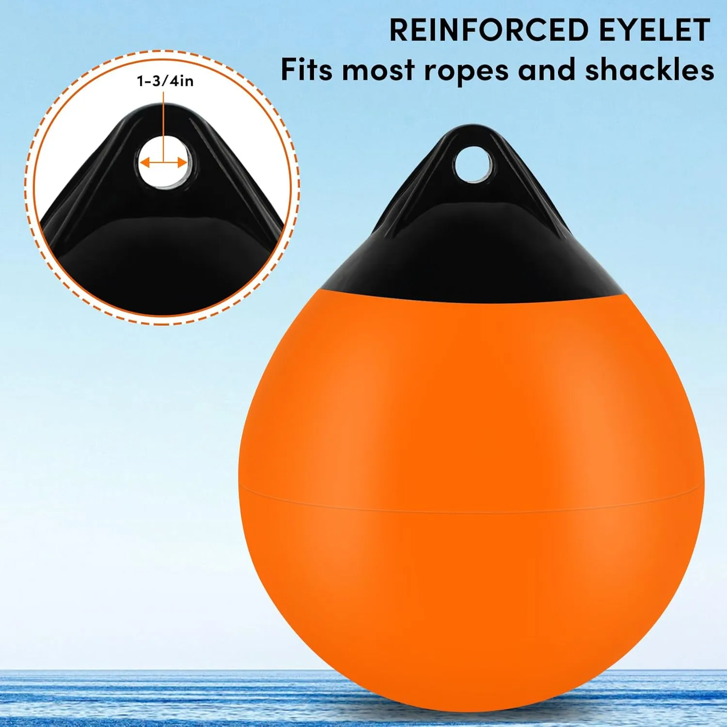 Boat Mooring Buoy 10/12/15 inch,Round Boat Fender Ball Boat Buoy Ball,Inflatable Boat Fender Dock Bumper Ball Anchor Buoy Suitable for Yachts Marinas Sailboats Ski Boats