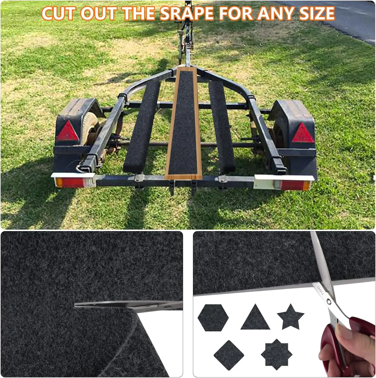 Boat Trailer Bunk Carpet,Bunk Carpets for Boat Trailers,13ft x 12in Boat Trailer Carpet,8mm Thickness Jet Ski Bunks, Boat Trailer Bunks(Black,2 Pack)
