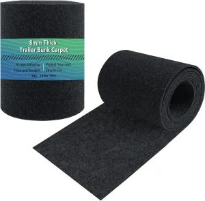 Boat Trailer Bunk Carpet,Bunk Carpets for Boat Trailers,13ft x 12in Boat Trailer Carpet,8mm Thickness Jet Ski Bunks, Boat Trailer Bunks(Black,2 Pack)