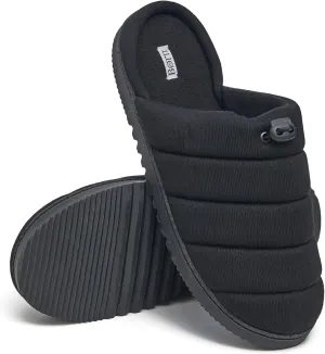BORN Adjustable Quilted Puffer Scuff Slippers for Men, Adjustable Mens Slippers with Treaded Sole, Gifts for Him