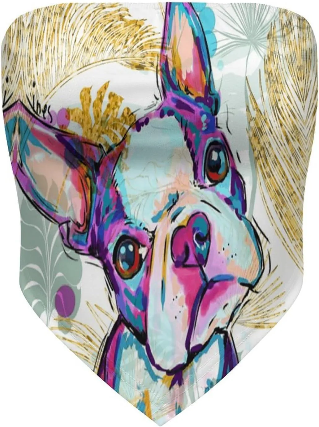 Boston Terriers Funny Strapless Bandeau Tops Basic Crop Tube with Asymmetrical Hem for Women